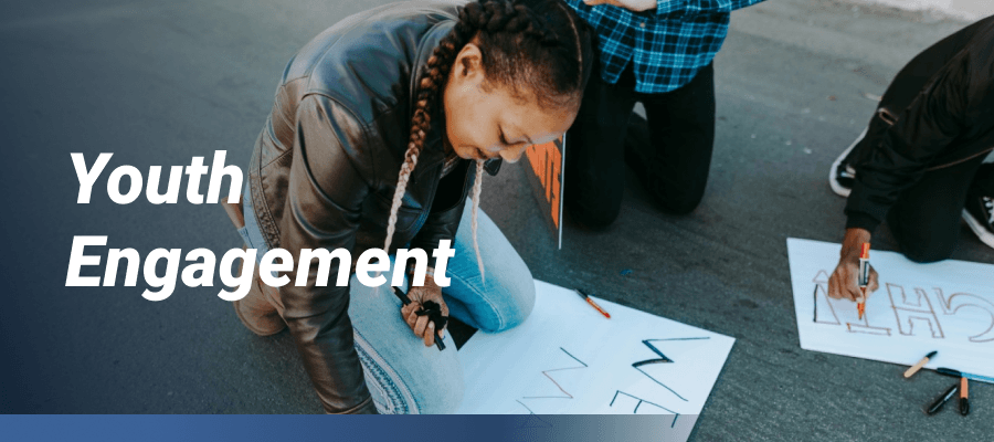 Teen making poster